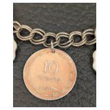 Vintage Israeli Coin Bracelet - 7-Inch Length, 10 Prutah Charms
