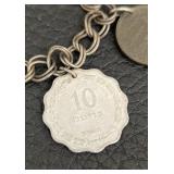 Vintage Israeli Coin Bracelet - 7-Inch Length, 10 Prutah Charms