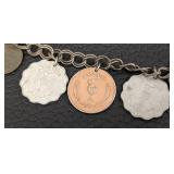 Vintage Israeli Coin Bracelet - 7-Inch Length, 10 Prutah Charms