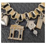 Sterling Memory Heart Charm Bracelet - 6.5-Inch Long - Vintage with 4 Sterling Charms