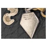 Sterling Memory Heart Charm Bracelet - 6.5-Inch Long - Vintage with 4 Sterling Charms