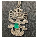 Vintage Sterling Silver Aztec PendantNecklace - 16 in Chain