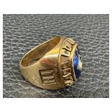 China and Glass United Signet 10K Ring - 22.33 g - Blue Glass Cabochon (Center Stone Missing)