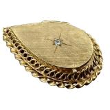 14K Gold Teardrop Locket Pendant with Diamond - Vintage