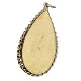 14K Gold Teardrop Locket Pendant with Diamond - Vintage