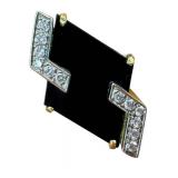 14K Gold Ring - Onyx with Diamond Accents