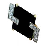 14K Gold Ring - Onyx with Diamond Accents