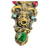 Vintage Pendant Necklace with Pearl Center & Multi-Gem Accents