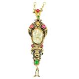 Vintage Pendant Necklace with Pearl Center & Multi-Gem Accents