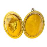 Antique Victorian Lion Head Locket With Green Center Stone