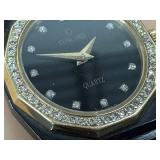 Concord Quartz Watch - Diamond Crystal Bezel, Black Dial, Vintage Two-Tone Case