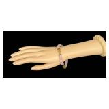 14K Gold Rose Quartz Bracelet with Chinese Motif Charm