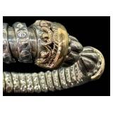 Sterling Silver Beaded Disk Bracelet with Gold-Tone End Caps