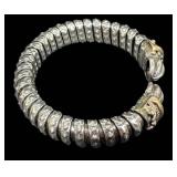 Sterling Silver Beaded Disk Bracelet with Gold-Tone End Caps