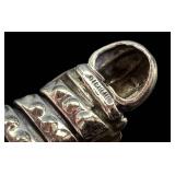 Sterling Silver Beaded Disk Bracelet with Gold-Tone End Caps