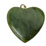 Jade Heart Pendant 1.25 in Green Jade with Bail