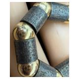 Pair 14K Gold Hoop Earrings - Textured Gray Cylinders