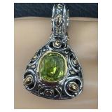 Green Gem Pendant & 3 Gem Rings - 4-Piece Fashion Jewelry Set