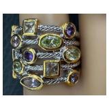 Green Gem Pendant & 3 Gem Rings - 4-Piece Fashion Jewelry Set