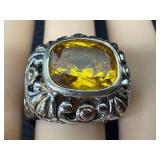 Green Gem Pendant & 3 Gem Rings - 4-Piece Fashion Jewelry Set