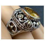 Green Gem Pendant & 3 Gem Rings - 4-Piece Fashion Jewelry Set