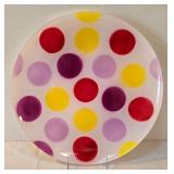 LR - Polka Dot Glass Platter with Acrylic Flowers & Napkin Rings Centerpiece Set