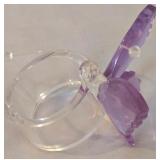 LR - Polka Dot Glass Platter with Acrylic Flowers & Napkin Rings Centerpiece Set