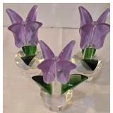 LR - Polka Dot Glass Platter with Acrylic Flowers & Napkin Rings Centerpiece Set