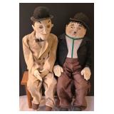 LR - Laurel & Hardy Ventriloquist Dummies with Benches - Vintage Display Set