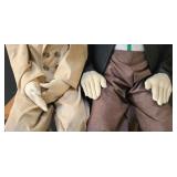 LR - Laurel & Hardy Ventriloquist Dummies with Benches - Vintage Display Set