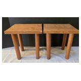 LR - Laurel & Hardy Ventriloquist Dummies with Benches - Vintage Display Set