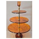LR - Porcelaines de France Hand Painted 9-Inch Bowl, Amber 3-Tier Stand & 2-Tier Cake Stand Set