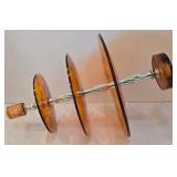 LR - Porcelaines de France Hand Painted 9-Inch Bowl, Amber 3-Tier Stand & 2-Tier Cake Stand Set