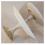 LR - Porcelaines de France Hand Painted 9-Inch Bowl, Amber 3-Tier Stand & 2-Tier Cake Stand Set