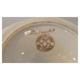 LR - Porcelaines de France Hand Painted 9-Inch Bowl, Amber 3-Tier Stand & 2-Tier Cake Stand Set