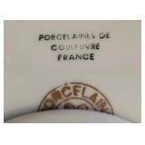 LR - Porcelaines de France Hand Painted 9-Inch Bowl, Amber 3-Tier Stand & 2-Tier Cake Stand Set