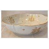 LR - Porcelaines de France Hand Painted 9-Inch Bowl, Amber 3-Tier Stand & 2-Tier Cake Stand Set