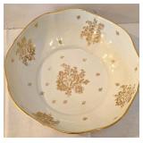 LR - Porcelaines de France Hand Painted 9-Inch Bowl, Amber 3-Tier Stand & 2-Tier Cake Stand Set