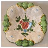 LR - Vintage Ceramic Bowl & Five-Finger Bud Vase - Hand-Painted Floral Set