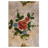 LR - Vintage Ceramic Bowl & Five-Finger Bud Vase - Hand-Painted Floral Set