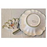 LR - Vintage Ceramic Bowl & Five-Finger Bud Vase - Hand-Painted Floral Set