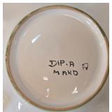 LR - Vintage Ceramic Bowl & Five-Finger Bud Vase - Hand-Painted Floral Set