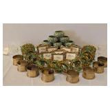 LR - Pier 1 Brass Napkin Rings & Beaded Accents with Votive Holders - Made in India