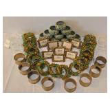 LR - Pier 1 Brass Napkin Rings & Beaded Accents with Votive Holders - Made in India