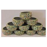 LR - Pier 1 Brass Napkin Rings & Beaded Accents with Votive Holders - Made in India