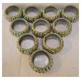 LR - Pier 1 Brass Napkin Rings & Beaded Accents with Votive Holders - Made in India