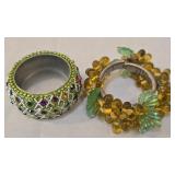 LR - Pier 1 Brass Napkin Rings & Beaded Accents with Votive Holders - Made in India