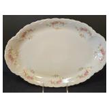 LR - Antique Floral Porcelain Dinnerware Lot - Austrian Platter, German Bowl, French Covered Casserole
