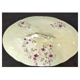 LR - Antique Floral Porcelain Dinnerware Lot - Austrian Platter, German Bowl, French Covered Casserole