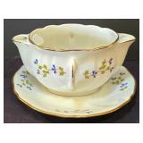 LR - Antique Floral Porcelain Dinnerware Lot - Austrian Platter, German Bowl, French Covered Casserole